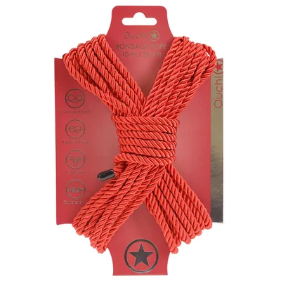 ouch bondage rope 10 m red red nylon bondage rope 10 metre length
