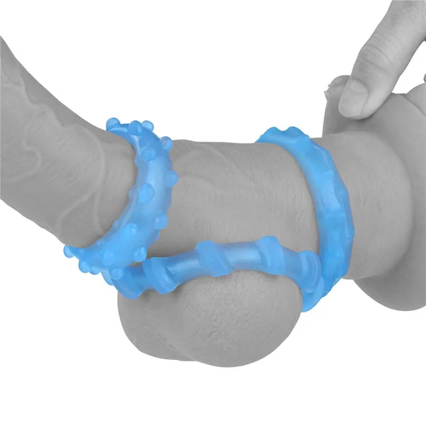 Lumino Play Penis Rings 3 Pack - Glow in the Dark Blue Cock Rings - Set of 3 — image 4 of 9