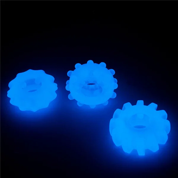 Lumino Play Penis Rings 3 Pack - Glow in the Dark Blue Cock Rings - Set of 3 — image 2 of 9