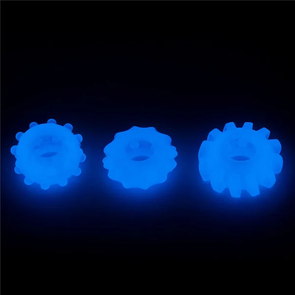 Lumino Play Penis Rings 3 Pack - Glow in the Dark Blue Cock Rings - Set of 3 — image 6 of 9