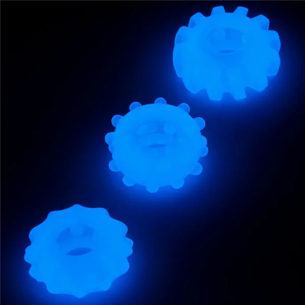 Lumino Play Penis Rings 3 Pack - Glow in the Dark Blue Cock Rings - Set of 3 — image 7 of 9