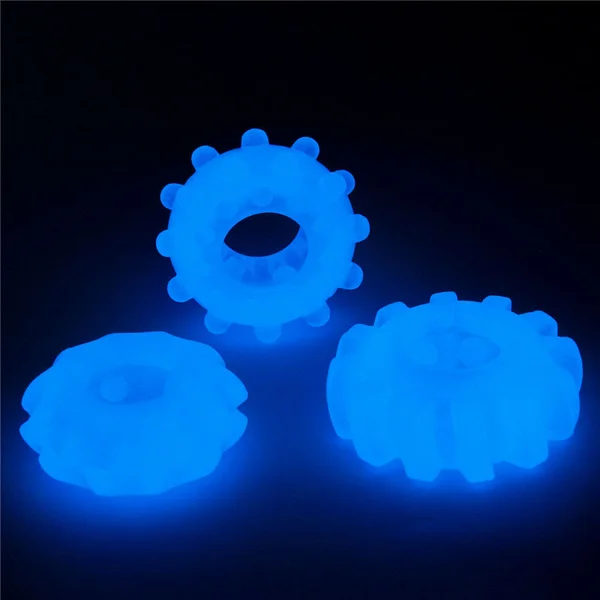Lumino Play Penis Rings 3 Pack - Glow in the Dark Blue Cock Rings - Set of 3 — image 9 of 9