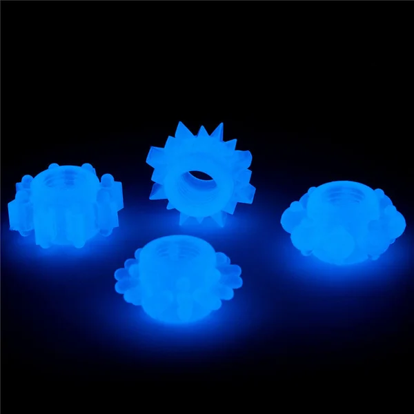 Lumino Play Penis Rings 4 Pack - Glow in the Dark Blue Cock Rings - Set of 4 — image 9 of 9
