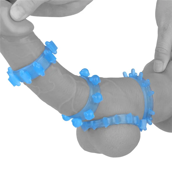 Lumino Play Penis Rings 4 Pack - Glow in the Dark Blue Cock Rings - Set of 4 — image 4 of 9