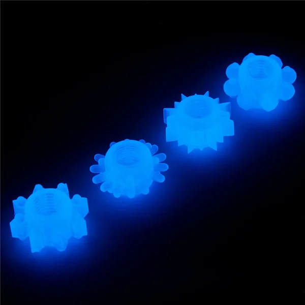 Lumino Play Penis Rings 4 Pack - Glow in the Dark Blue Cock Rings - Set of 4 — image 7 of 9