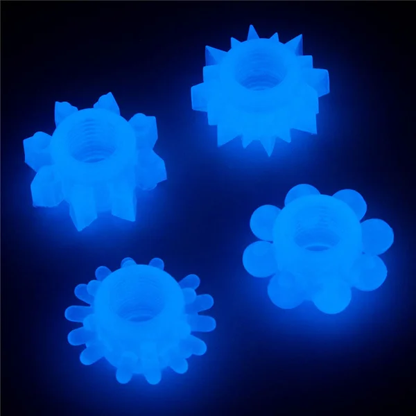 Lumino Play Penis Rings 4 Pack - Glow in the Dark Blue Cock Rings - Set of 4 — image 2 of 9
