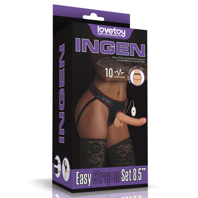 ingen vibrating easy strap on set flesh 216 cm 85 vibrating strap on