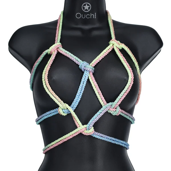 OUCH! Bondage Rope - 10 M - Multicolour 1 - Multicoloured Nylon Bondage Rope - 10 metre Length — image 2 of 6