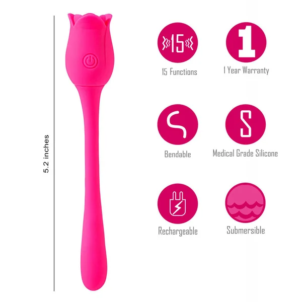 Maia MEADOW - Pink 14 cm USB Rechargeable Flower Stimulator — image 4 of 6