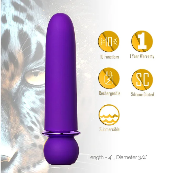 Maia JAGUAR - Purple - Purple 10.1 cm USB Rechargeable Bullet — image 4 of 6
