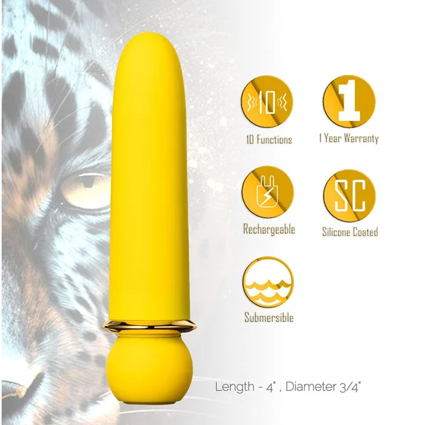 Maia JAGUAR - Yellow - Yellow 10.1 cm USB Rechargeable Bullet — image 5 of 7