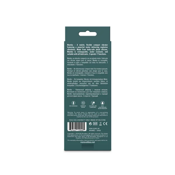 Lust-n-Dreams - Mambo - Sage - Green 12.2 cm USB Rechargeable Bullet — image 5 of 5