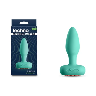 techno prism teal 109 cm usb rechargeable butt plug with app control