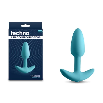 techno trance blue 109 cm usb rechargeable butt plug with app control