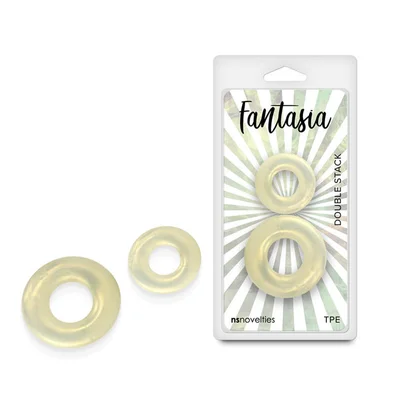 fantasia double stack amber amber cock rings set of 2 sizes