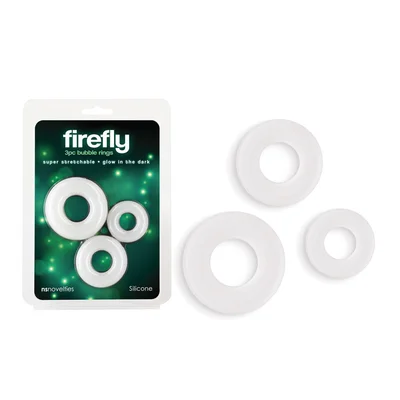 firefly 3pc bubble rings white glow in dark cock rings set of 3 sizes