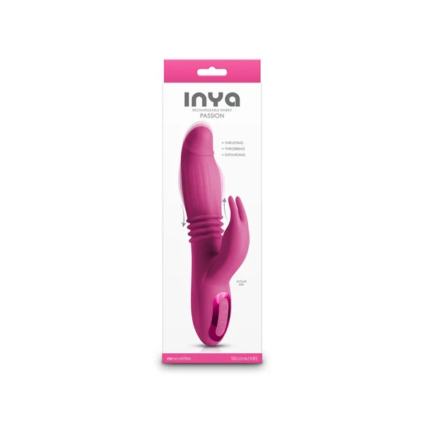 INYA Passion - Pink - Pink 22.2 cm USB Rechargeable Thrusting Rabbit Vibrator — image 4 of 5