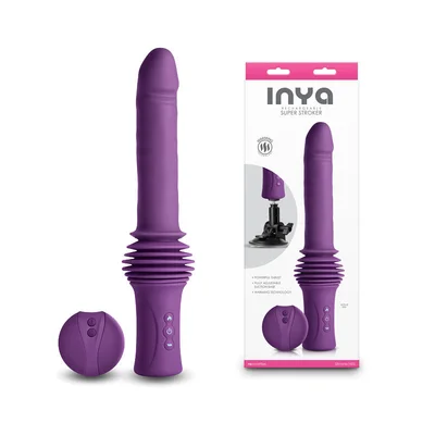 inya super stroker purple purple 368 cm usb rechargeable thrusting vibrator with remote control stand