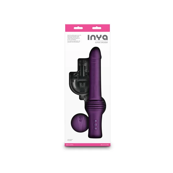 INYA Super Stroker - Purple - Purple 36.8 cm USB Rechargeable Thrusting Vibrator with Remote Control & Stand — image 6 of 6