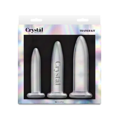 crystal 3pc trainer kit clear clear glass anal plugs set of 3 sizes