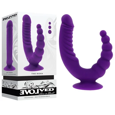 evolved the rider purple usb rechargeable double ended vibrator with wireless remote