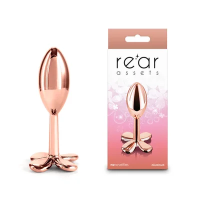 rear assets clover rose gold rose gold 92 cm metallic butt plug
