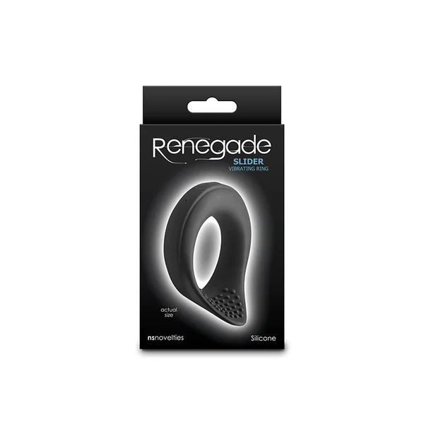 Renegade Slider - Black - Black USB Rechargeable Vibrating Cock Ring — image 4 of 5
