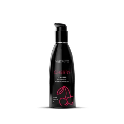 wicked aqua cherry cherry flavoured water based lubricant 60 ml 2 oz bottle