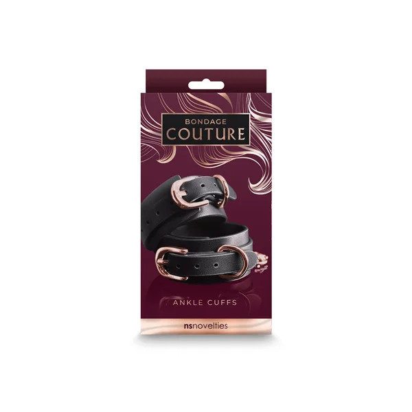 Bondage Couture Ankle Cuffs - Black - Black Restraints — image 3 of 3