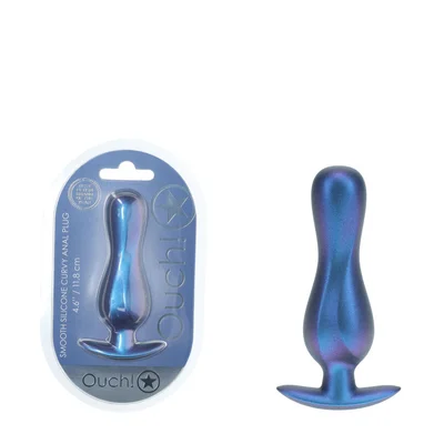 ouch curvy anal plug metallic blue metallic blue 117 cm butt plug