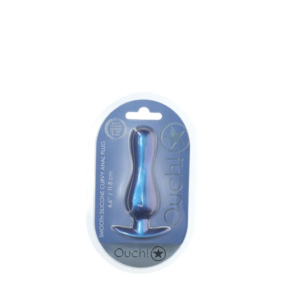 OUCH! Curvy Anal Plug - Metallic Blue - Metallic Blue 11.7 cm Butt Plug — image 3 of 3