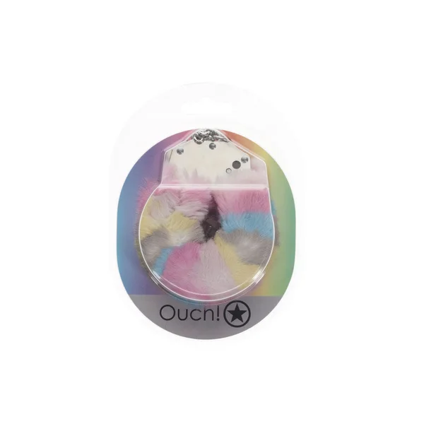 OUCH! Heavy-Duty Fluffy Cuffs - Multicolour 2 - Multicoloured Fluffy Restraints — image 2 of 2