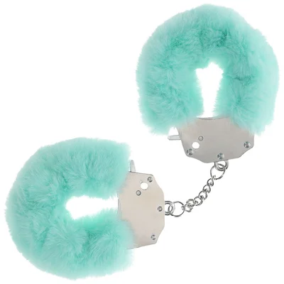 ouch heavy duty fluffy cuffs powder green powder green fluffy restraints