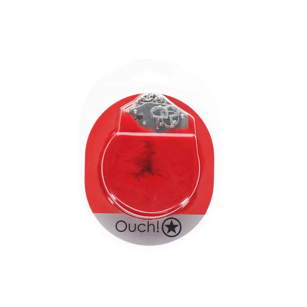 OUCH! Heavy-Duty Fluffy Cuffs - Red - Red Fluffy Restraints — image 2 of 2