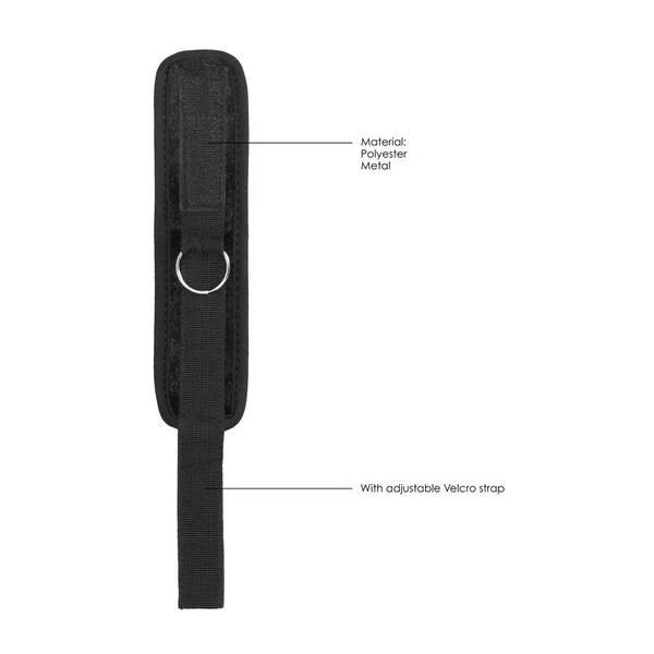 OUCH! Velvet & Velcro Adjustable Handcuffs - Black Restraints — image 7 of 8