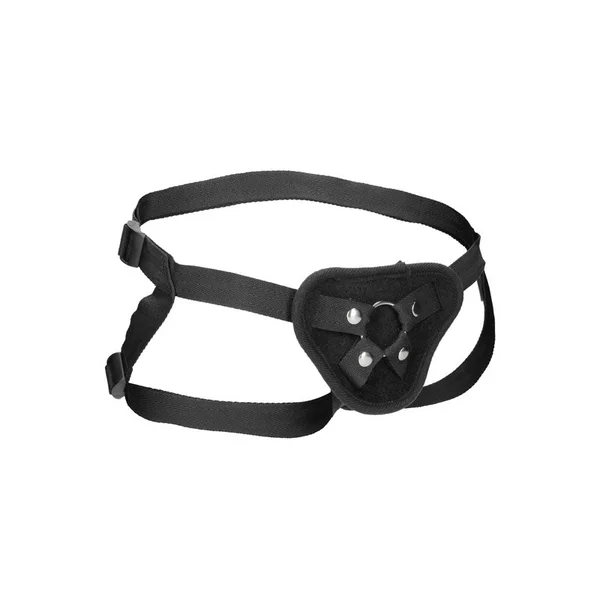 OUCH! Velvet & Velcro Adjustable Harness with O-Ring - Black Strap-On Harness (No Probe Included) — image 3 of 5