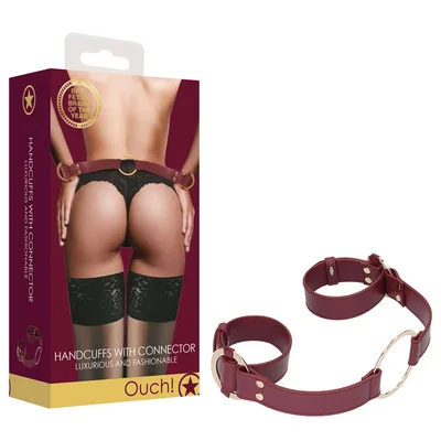 ouch halo handcuff with connector burgundy restraint