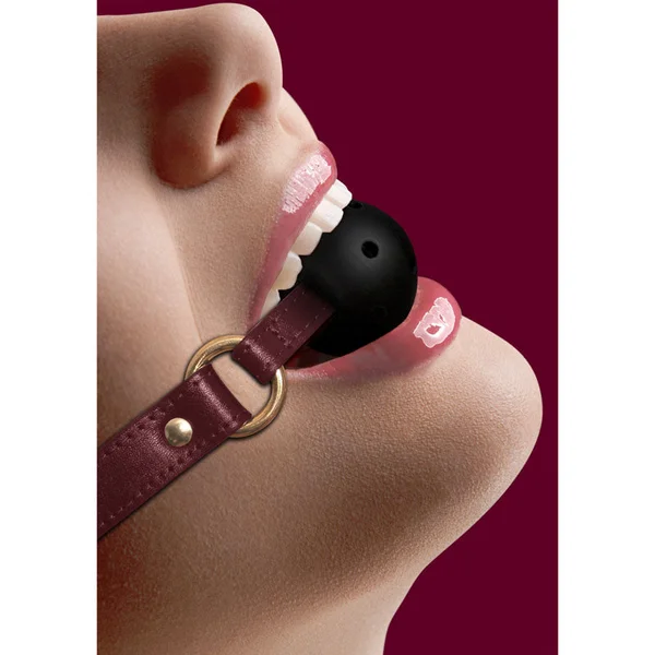 OUCH! Halo - Breathable Ball Gag - Burgundy Mouth Restraint — image 2 of 6