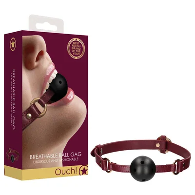 ouch halo breathable ball gag burgundy mouth restraint