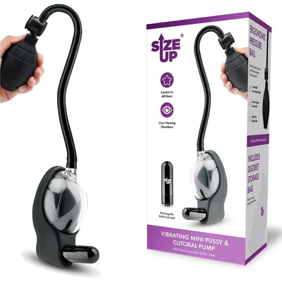 size up vibrating mini pussy clitoral pump clear usb rechargeable vibrating vaginal and clitoral pump