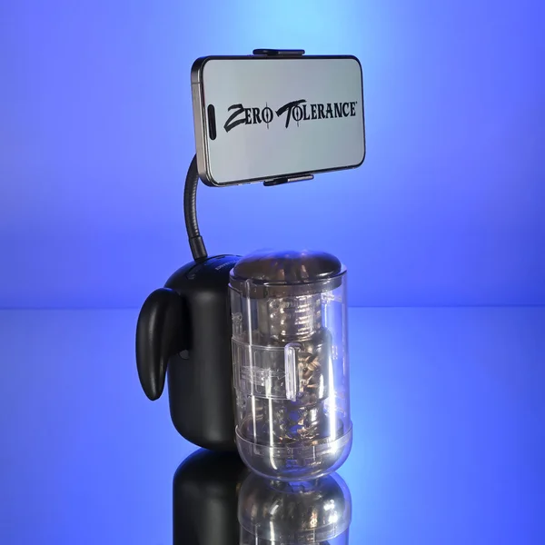 Zero Tolerance HOLD ME TIGHT - Black USB Rechargeable Vibrating Auto Stroker with Phone Holder — image 2 of 9