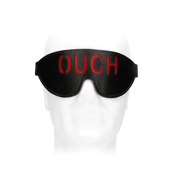 OUCH! Black & White Bonded Leather Eye-Mask ''Ouch'' - Black Eye Restraint — image 4 of 6