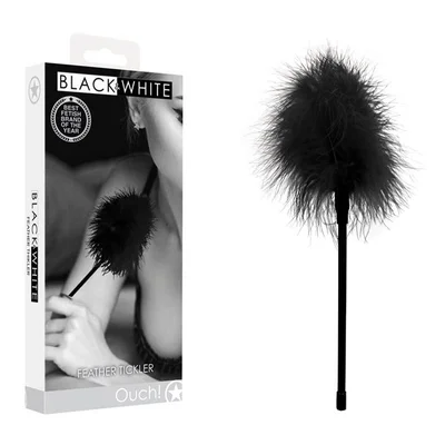 ouch black white feather tickler black feather crop