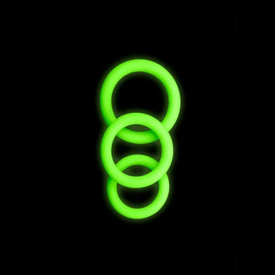 ouch glow in the dark cock ring set glow in dark cock rings set of 3 sizes