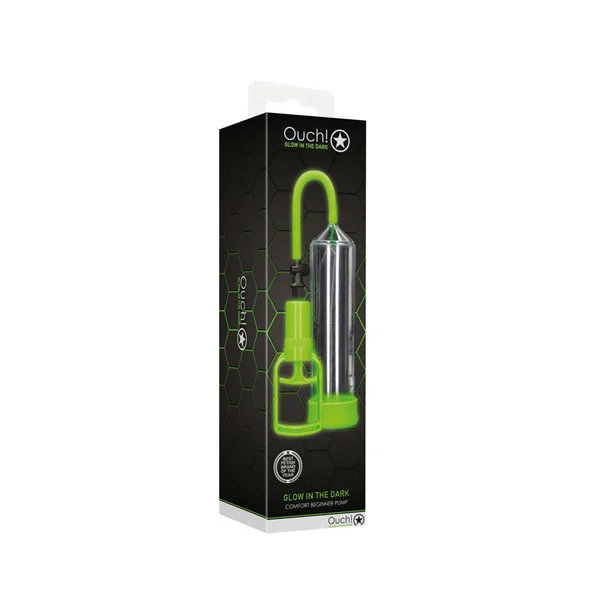 OUCH! Glow In The Dark Comfort Beginner Pump - Clear/Glow Penis Pump — image 4 of 5