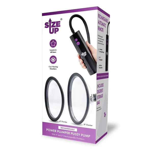 Size Up Rechargeable Power Plumper Pussy Pump - Clear USB Rechargeable Vagina Pump with Interchangeable Chambers — image 5 of 10
