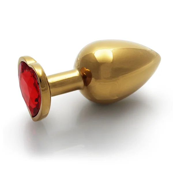 OUCH! Heart Gem Gold Butt Plug - Large - Gold 9.3 cm Large Butt Plug with Heart Gem Base — image 6 of 8