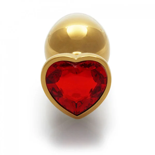 OUCH! Heart Gem Gold Butt Plug - Large - Gold 9.3 cm Large Butt Plug with Heart Gem Base — image 3 of 8