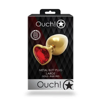 ouch heart gem gold butt plug large gold 93 cm large butt plug with heart gem base
