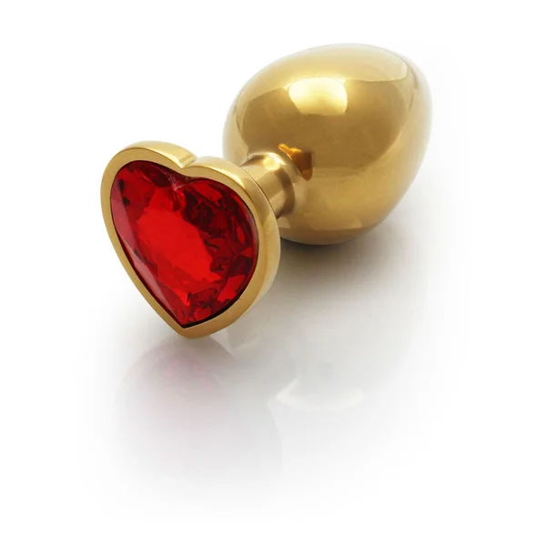 OUCH! Heart Gem Gold Butt Plug - Large - Gold 9.3 cm Large Butt Plug with Heart Gem Base — image 4 of 8
